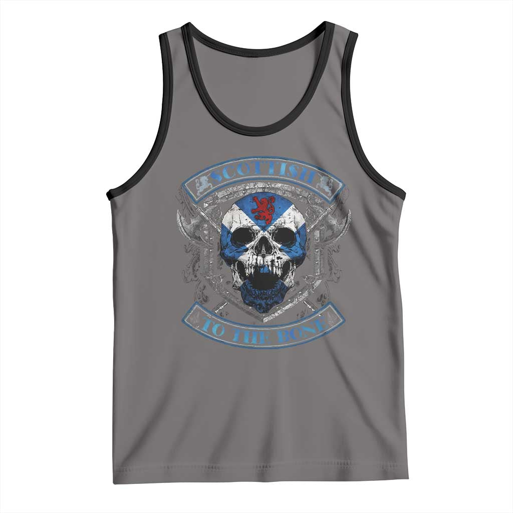 Funny Scottish Viking Tank Top Scottish To The Bone Vintage Scottish Lion Rampant Flag Skull TS11 Deep Heather Black Print Your Wear