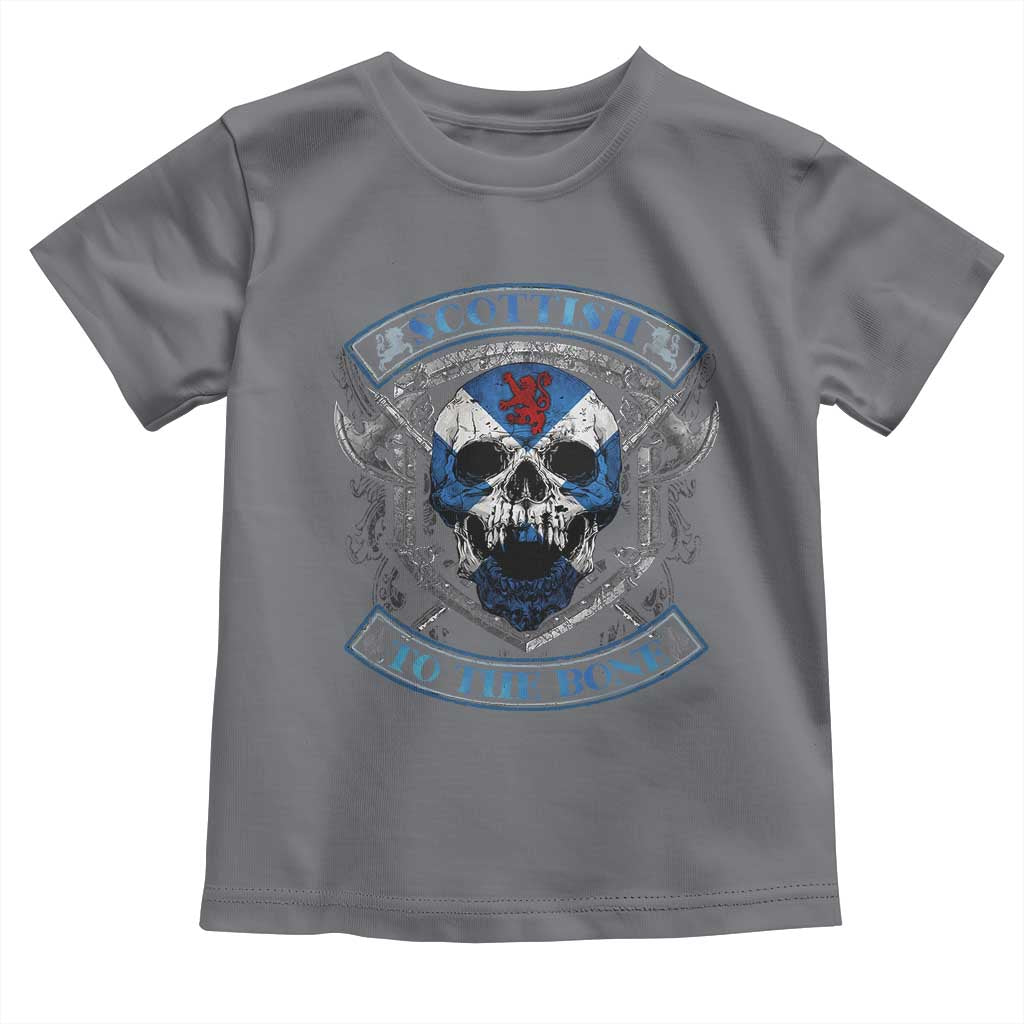 Funny Scottish Viking Toddler T Shirt Scottish To The Bone Vintage Scottish Lion Rampant Flag Skull TS11 Charcoal Print Your Wear