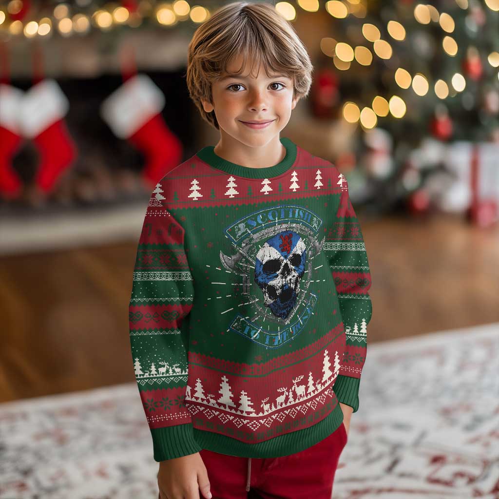Funny Scottish Viking Ugly Christmas Sweater Scottish To The Bone Vintage Scottish Lion Rampant Flag Skull TS11 Christmas Print Your Wear