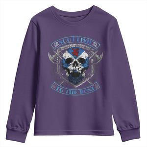 Funny Scottish Viking Youth Sweatshirt Scottish To The Bone Vintage Scottish Lion Rampant Flag Skull TS11 Purple Print Your Wear