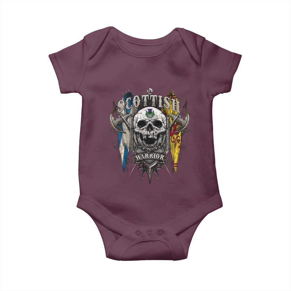 Scottish Warrior Baby Onesie Vintage Skull Celtic Cross Scottish Lion Rampant Flag TS11 Maroon Print Your Wear