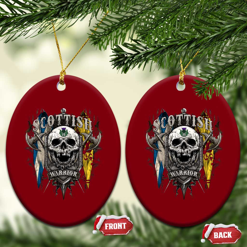 Scottish Warrior Ceramic Ornament Vintage Skull Celtic Cross Scottish Lion Rampant Flag TS11 Print Your Wear
