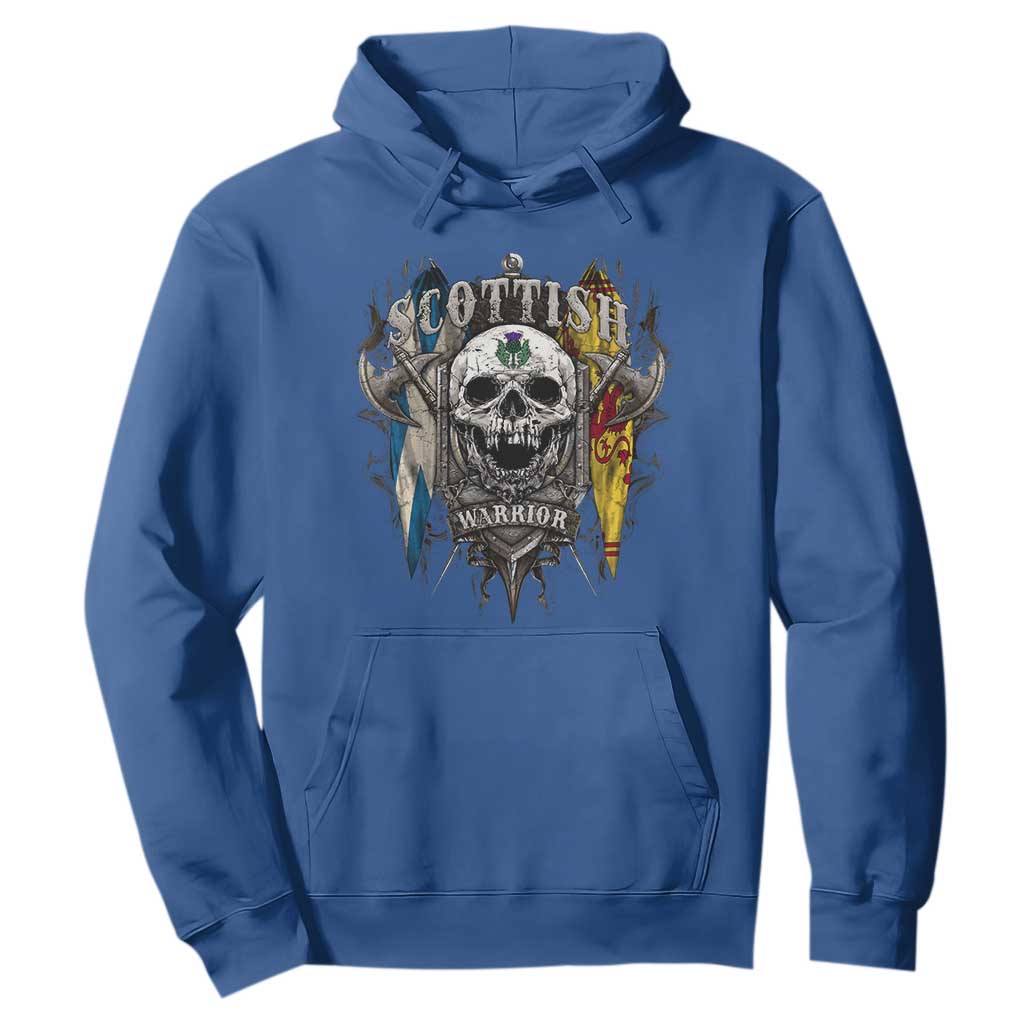 Scottish Warrior Hoodie Vintage Skull Celtic Cross Scottish Lion Rampant Flag TS11 Royal Blue Print Your Wear