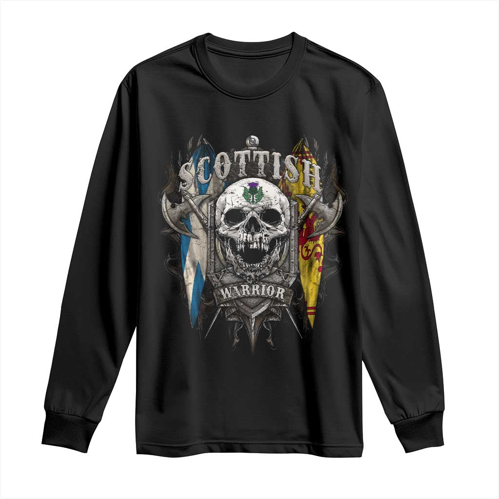 Scottish Warrior Long Sleeve Shirt Vintage Skull Celtic Cross Scottish Lion Rampant Flag TS11 Black Print Your Wear