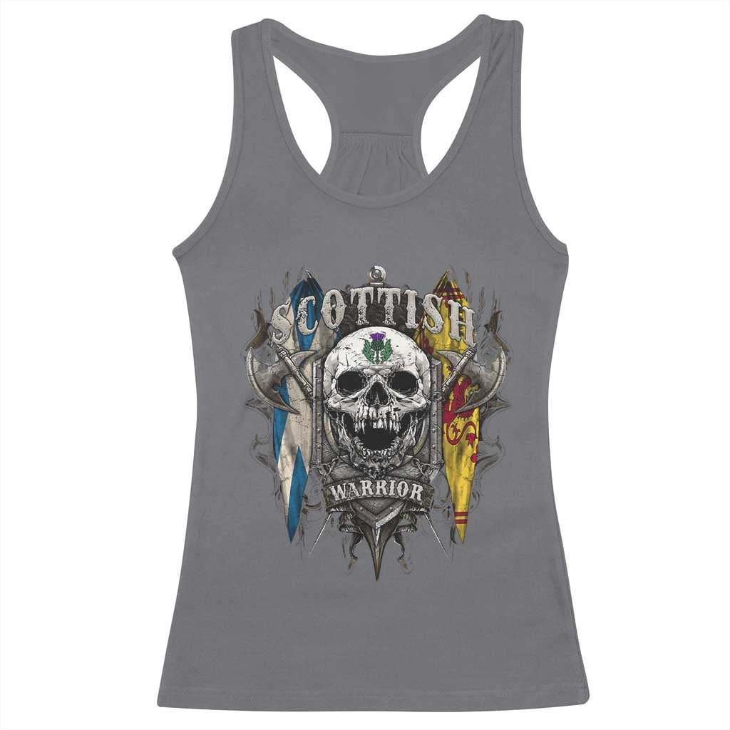 Scottish Warrior Racerback Tank Top Vintage Skull Celtic Cross Scottish Lion Rampant Flag TS11 Charcoal Print Your Wear
