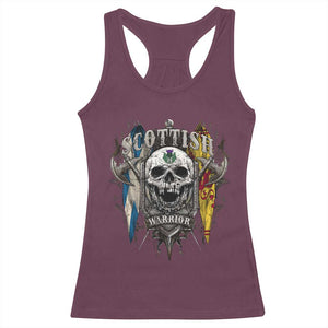 Scottish Warrior Racerback Tank Top Vintage Skull Celtic Cross Scottish Lion Rampant Flag TS11 Maroon Print Your Wear