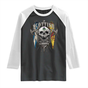 Scottish Warrior Raglan Shirt Vintage Skull Celtic Cross Scottish Lion Rampant Flag TS11 Black White Print Your Wear