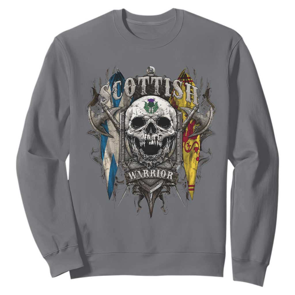 Scottish Warrior Sweatshirt Vintage Skull Celtic Cross Scottish Lion Rampant Flag TS11 Charcoal Print Your Wear