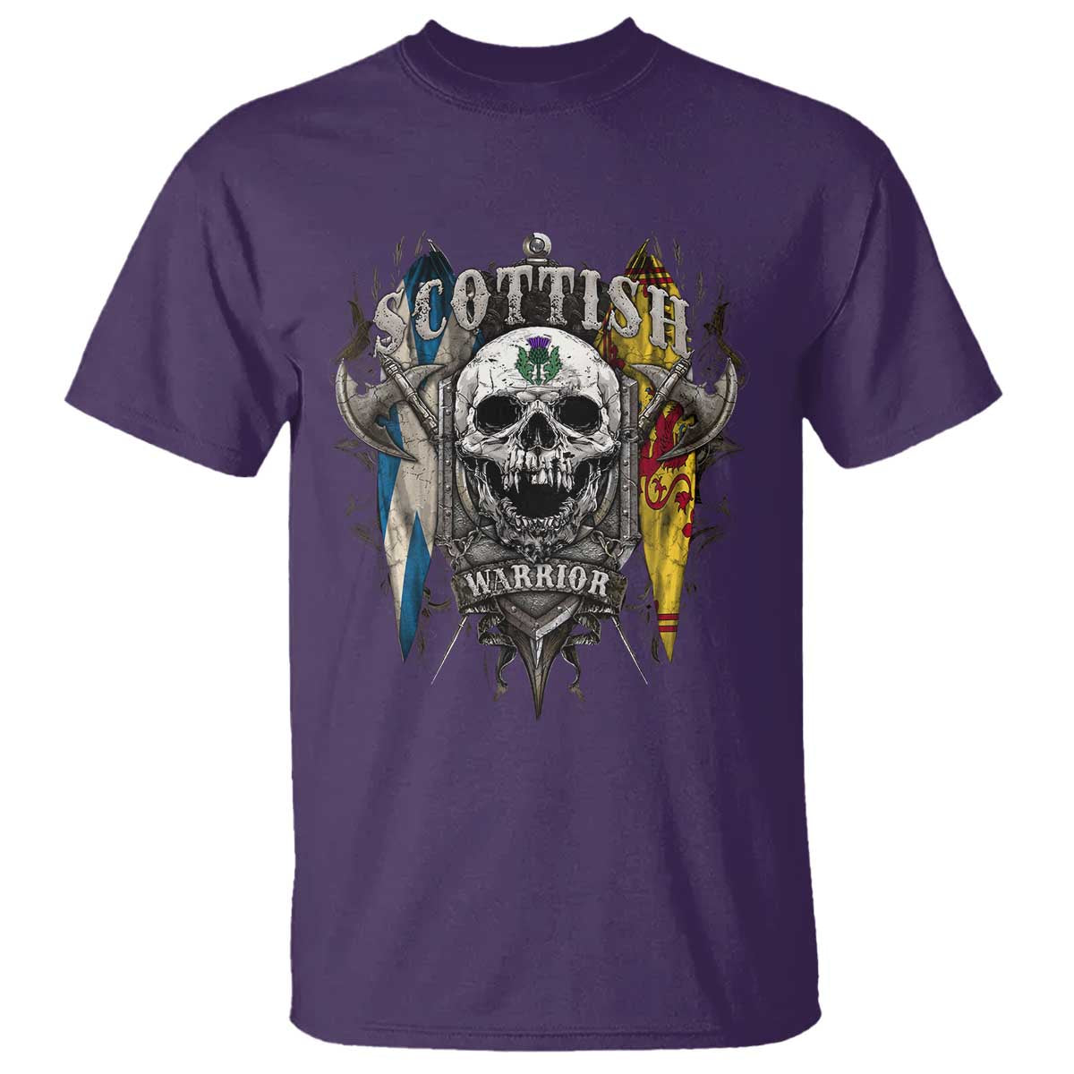 Scottish Warrior T Shirt Vintage Skull Celtic Cross Scottish Lion Rampant Flag TS11 Purple Print Your Wear
