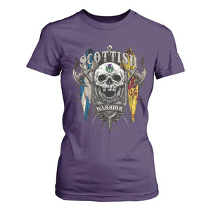 Scottish Warrior T Shirt For Women Vintage Skull Celtic Cross Scottish Lion Rampant Flag TS11 Purple Print Your Wear