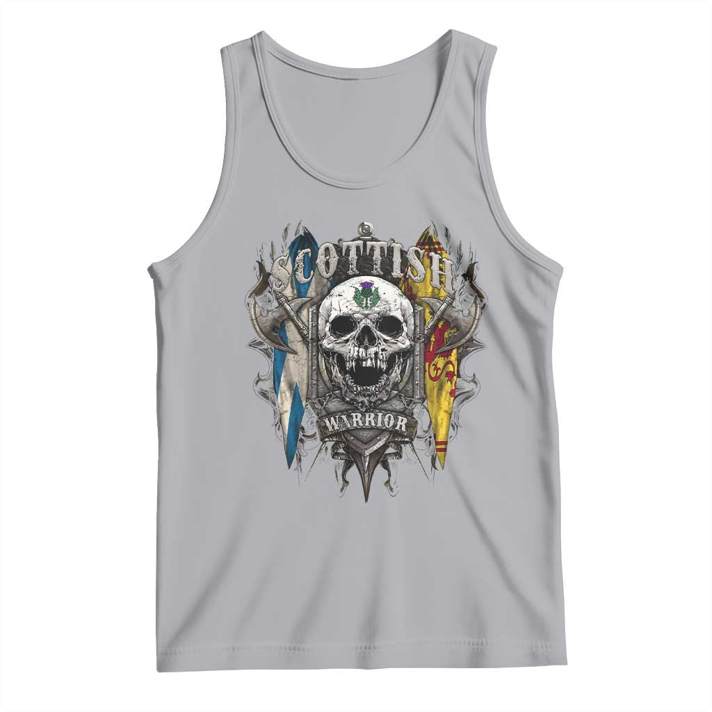 Scottish Warrior Tank Top Vintage Skull Celtic Cross Scottish Lion Rampant Flag TS11 Athletic Heather Print Your Wear