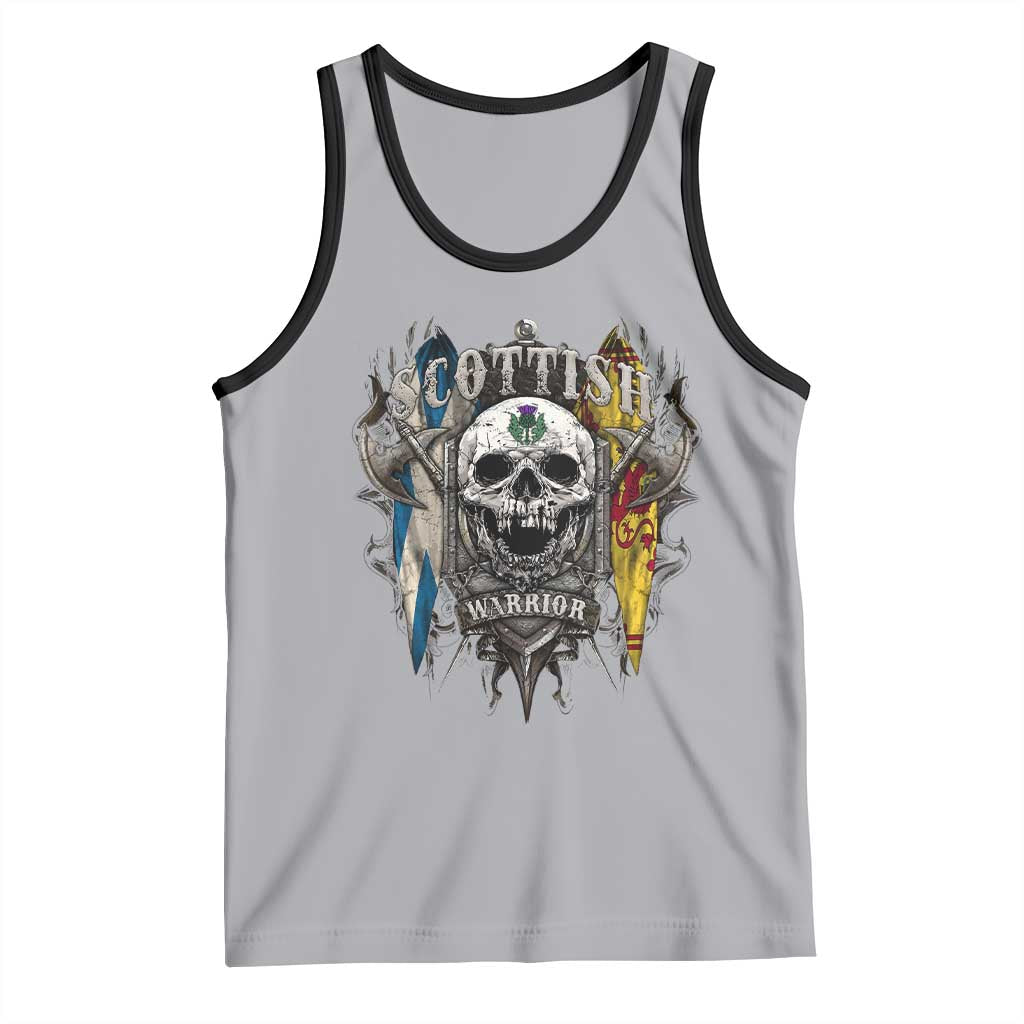Scottish Warrior Tank Top Vintage Skull Celtic Cross Scottish Lion Rampant Flag TS11 Athletic Heather Black Print Your Wear