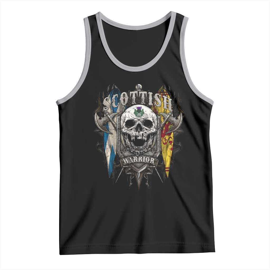 Scottish Warrior Tank Top Vintage Skull Celtic Cross Scottish Lion Rampant Flag TS11 Black Athletic Heather Print Your Wear