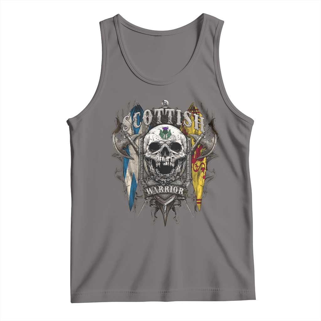 Scottish Warrior Tank Top Vintage Skull Celtic Cross Scottish Lion Rampant Flag TS11 Deep Heather Print Your Wear