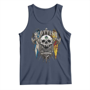Scottish Warrior Tank Top Vintage Skull Celtic Cross Scottish Lion Rampant Flag TS11 Navy Print Your Wear