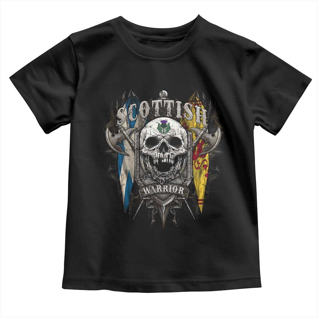 Scottish Warrior Toddler T Shirt Vintage Skull Celtic Cross Scottish Lion Rampant Flag TS11 Black Print Your Wear