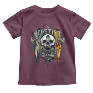 Scottish Warrior Toddler T Shirt Vintage Skull Celtic Cross Scottish Lion Rampant Flag TS11 Maroon Print Your Wear
