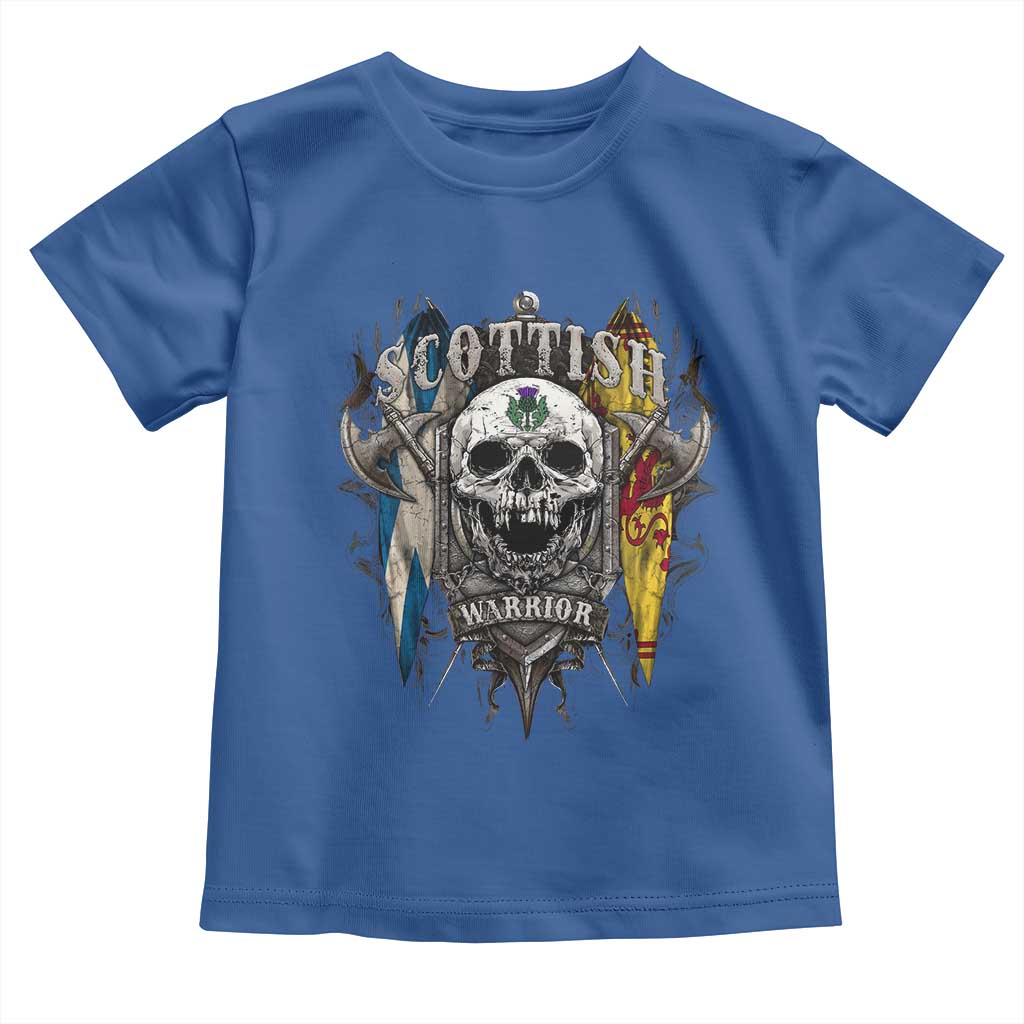 Scottish Warrior Toddler T Shirt Vintage Skull Celtic Cross Scottish Lion Rampant Flag TS11 Royal Blue Print Your Wear