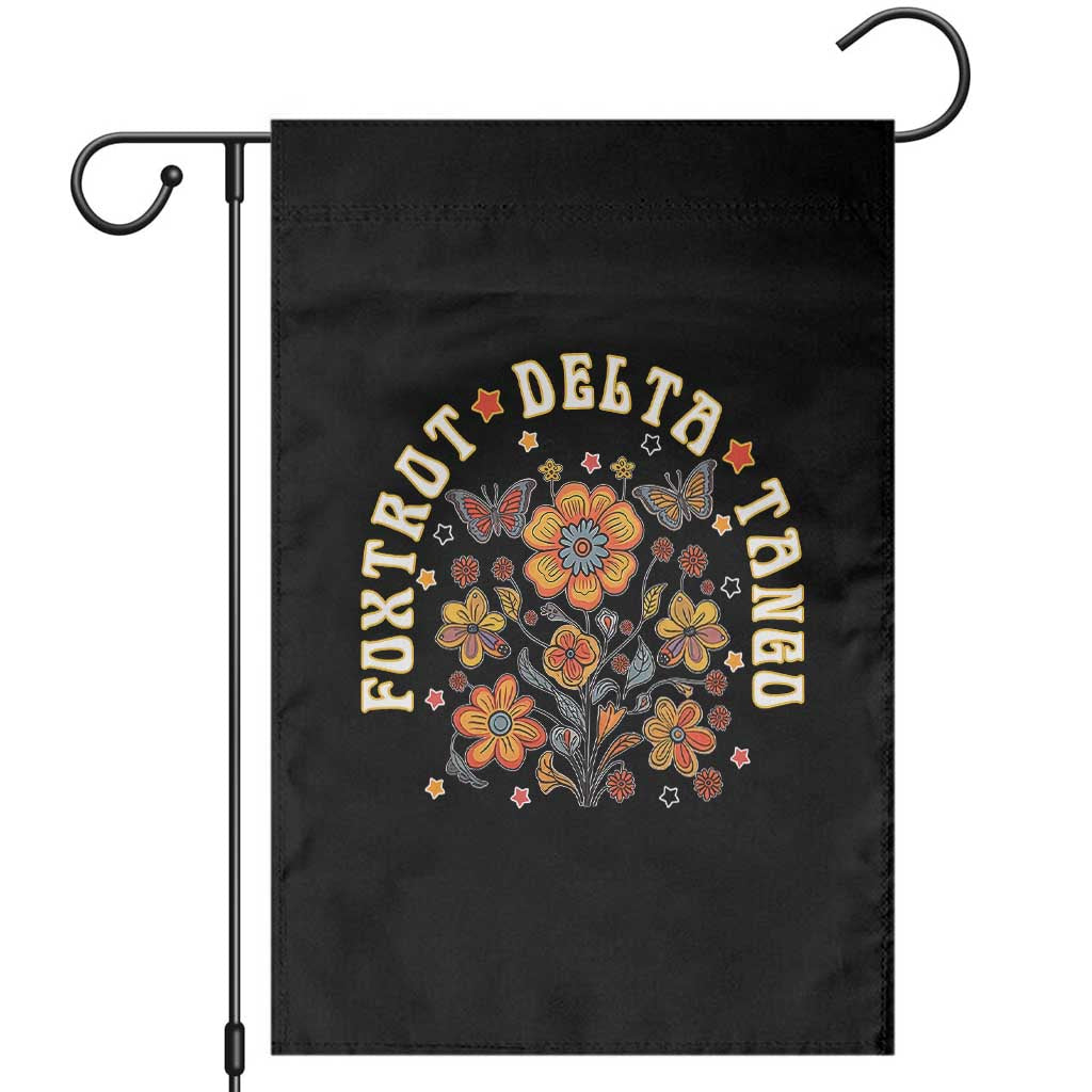 Funny Foxtrot Delta Tango Garden Flag Vintage Floral Retro Groovy TS11 Black Print Your Wear