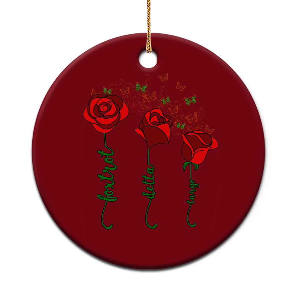 Funny Foxtrot Delta Tango Ceramic Ornament Vintage Rose Flowers Butterfly TS11 1pc Red Print Your Wear