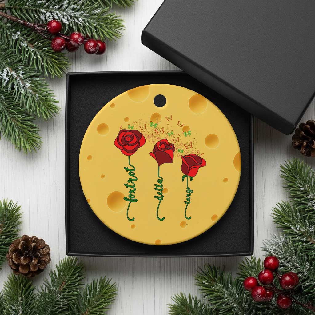 Funny Foxtrot Delta Tango Ceramic Ornament Vintage Rose Flowers Butterfly TS11 1pc Yellow Cheese Print Your Wear