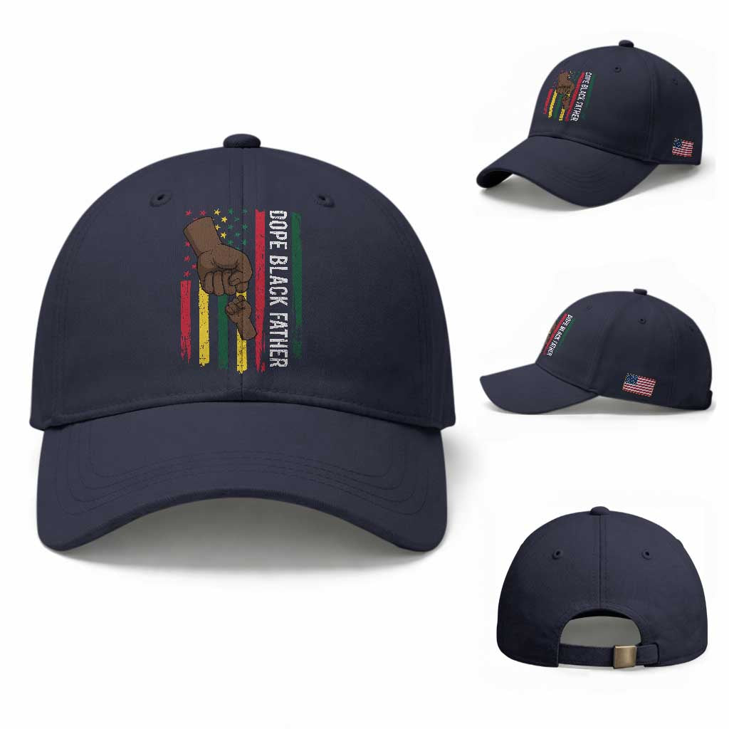 Dope Black Dad Baseball Cap Vintage American Flag Fist Bump TS11 Baseball Cap Universal Fit Navy Print Your Wear