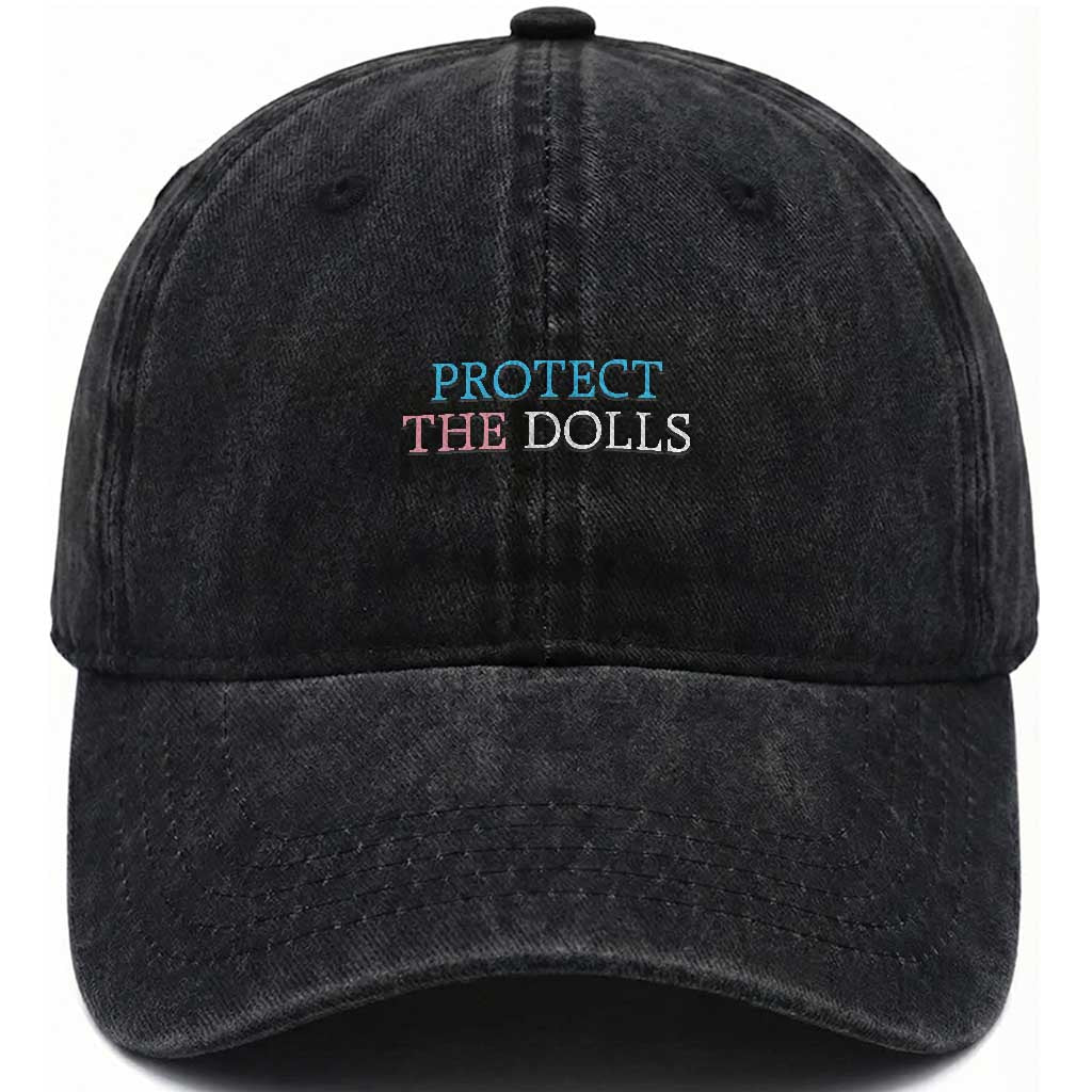 Protect The Dolls Washed Cotton Baseball Cap Trans Women Pride Month TS11 Print Your Wear