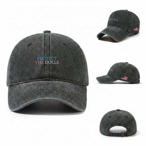 Protect The Dolls Washed Cotton Baseball Cap Trans Women Pride Month TS11 Washed Cap Universal Fit Dark Green Print Your Wear