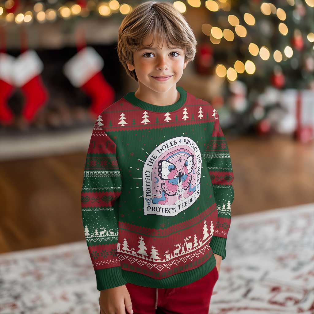 Protect The Dolls Knit Sweatshirt Trans Women Pride Month Butterfly TS11 Christmas Print Your Wear
