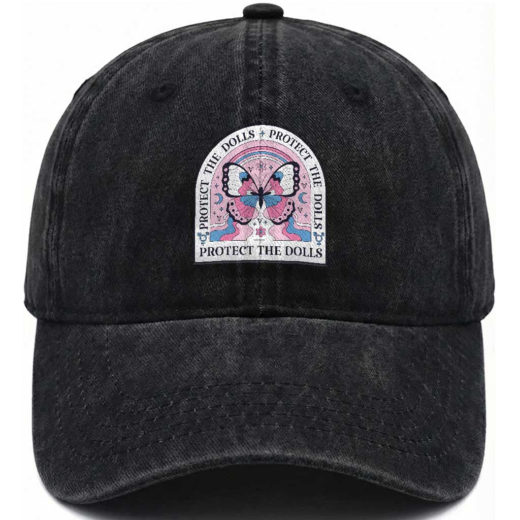 Protect The Dolls Washed Cotton Baseball Cap Trans Women Pride Month Butterfly TS11 Print Your Wear