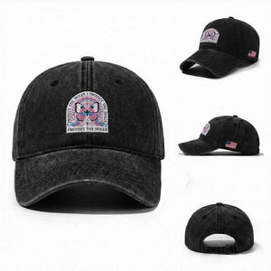 Protect The Dolls Washed Cotton Baseball Cap Trans Women Pride Month Butterfly TS11 Washed Cap Universal Fit Black Print Your Wear