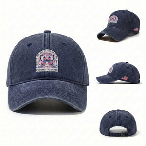 Protect The Dolls Washed Cotton Baseball Cap Trans Women Pride Month Butterfly TS11 Washed Cap Universal Fit Navy Print Your Wear