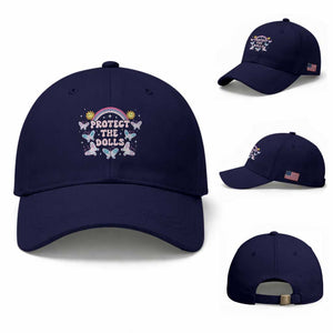 Protect The Dolls Baseball Cap Trans Women Pride Month Retro Groove Butterfly TS11 Baseball Cap Universal Fit Dark Blue Print Your Wear