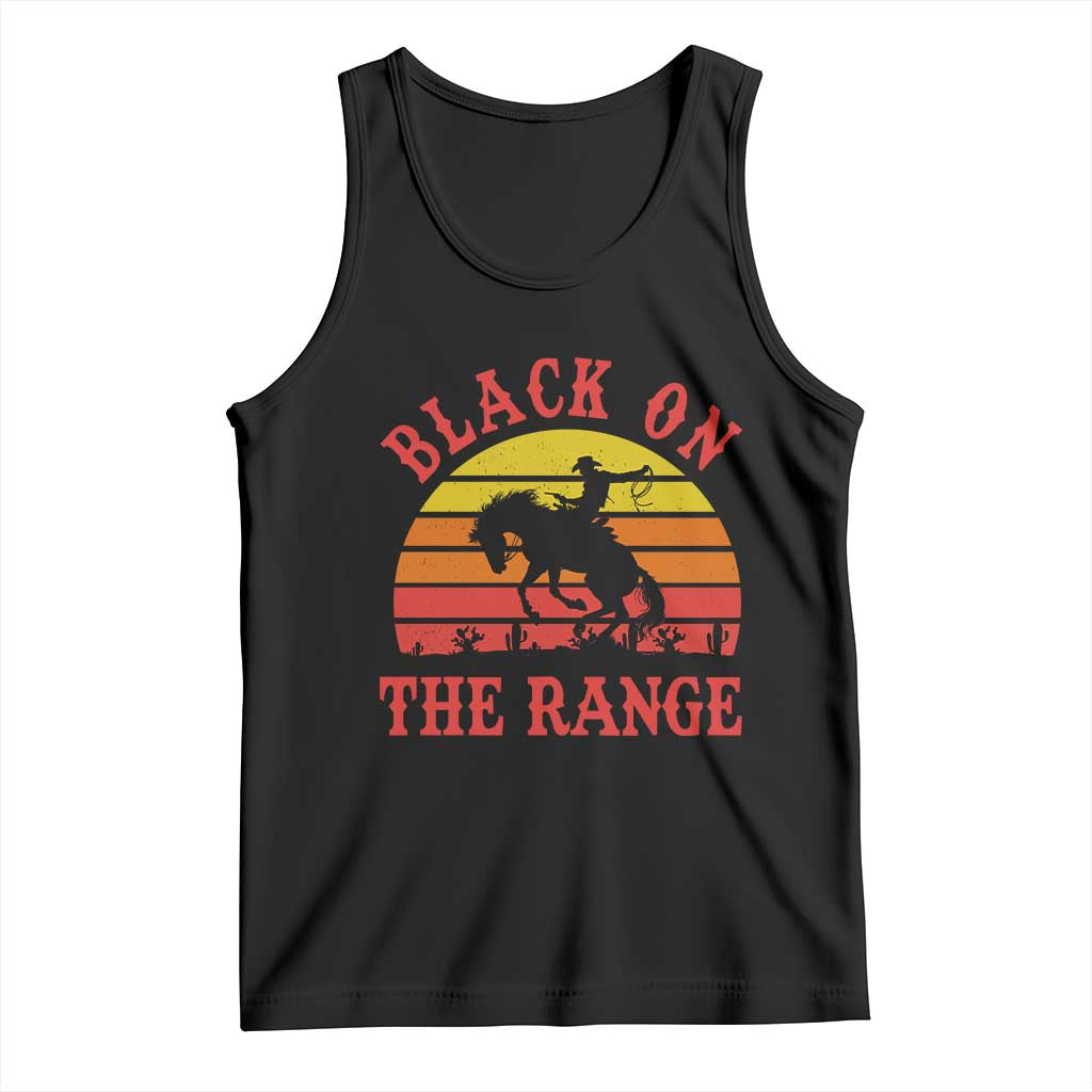African American Black Cowboy Tank Top Black On The Range Rodeo TS11 Black Print Your Wear