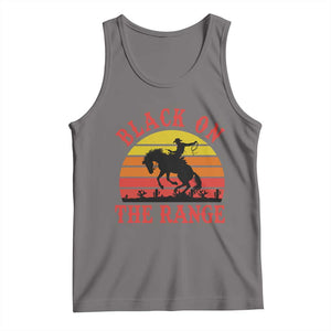 African American Black Cowboy Tank Top Black On The Range Rodeo TS11 Deep Heather Print Your Wear
