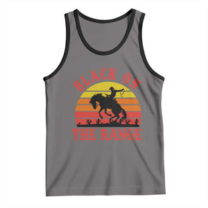 African American Black Cowboy Tank Top Black On The Range Rodeo TS11 Deep Heather Black Print Your Wear