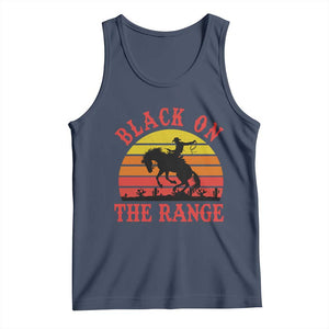 African American Black Cowboy Tank Top Black On The Range Rodeo TS11 Navy Print Your Wear