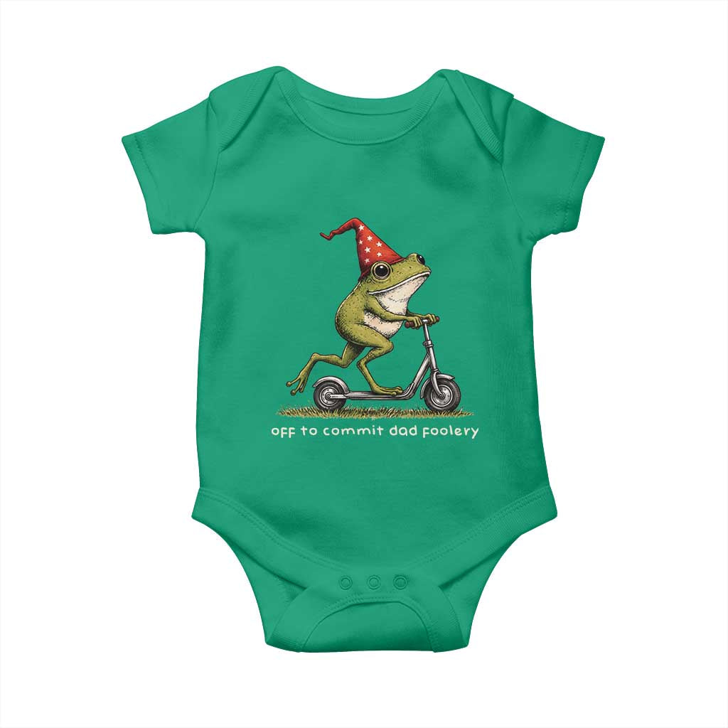Off To Commit Dad Foolery Baby Onesie Funny Daddy Frog Scooter Fathers Day TS11 Irish Green Print Your Wear
