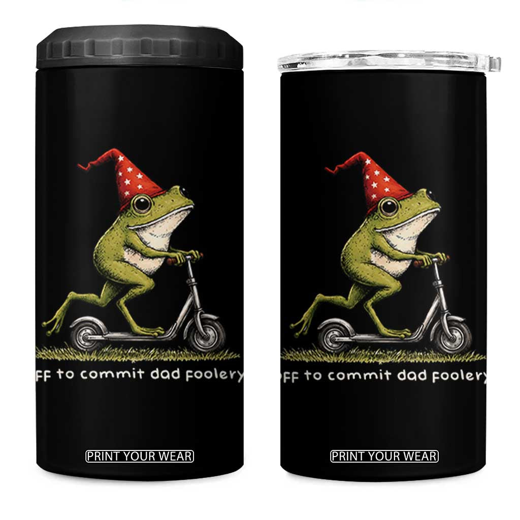 Off To Commit Dad Foolery 4 in 1 Can Cooler Tumbler Funny Daddy Frog Scooter Fathers Day TS11 One Size: 16 oz Black Print Your Wear