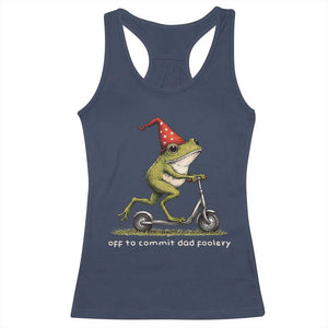 Off To Commit Dad Foolery Racerback Tank Top Funny Daddy Frog Scooter Fathers Day TS11 Navy Print Your Wear