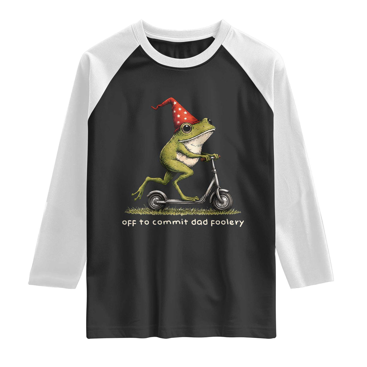 Off To Commit Dad Foolery Raglan Shirt Funny Daddy Frog Scooter Fathers Day TS11 Black White Print Your Wear