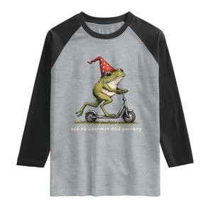 Off To Commit Dad Foolery Raglan Shirt Funny Daddy Frog Scooter Fathers Day TS11 Heather Gray Black Print Your Wear