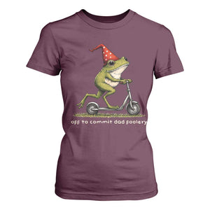 Off To Commit Dad Foolery T Shirt For Women Funny Daddy Frog Scooter Fathers Day TS11 Maroon Print Your Wear
