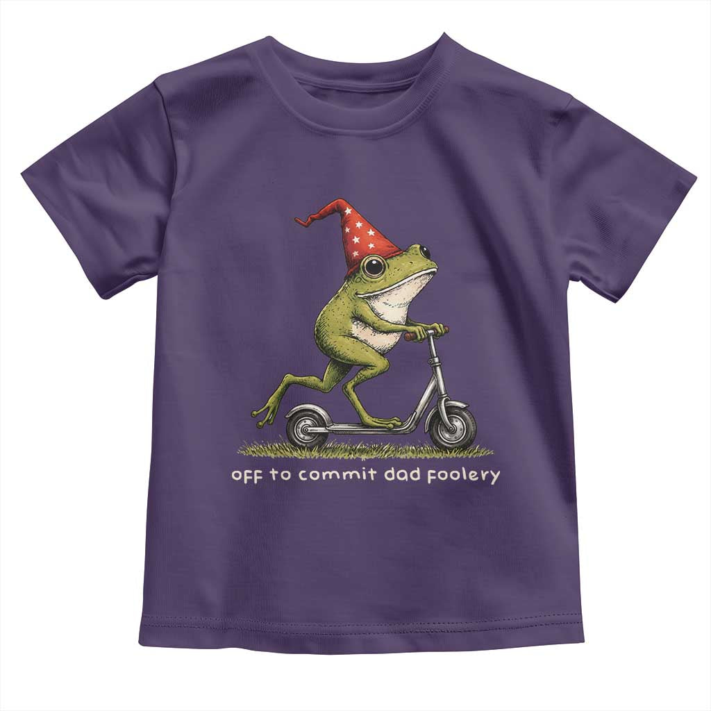 Off To Commit Dad Foolery Toddler T Shirt Funny Daddy Frog Scooter Fathers Day TS11 Purple Print Your Wear