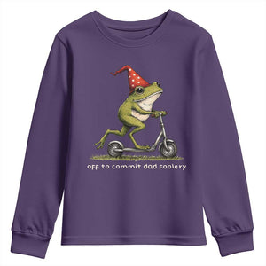 Off To Commit Dad Foolery Youth Sweatshirt Funny Daddy Frog Scooter Fathers Day TS11 Purple Print Your Wear