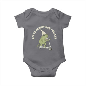 Off To Commit Mom Foolery Baby Onesie Funny Mama Frog Scooter Mother's Day TS11 Charcoal Print Your Wear