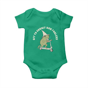 Off To Commit Mom Foolery Baby Onesie Funny Mama Frog Scooter Mother's Day TS11 Irish Green Print Your Wear