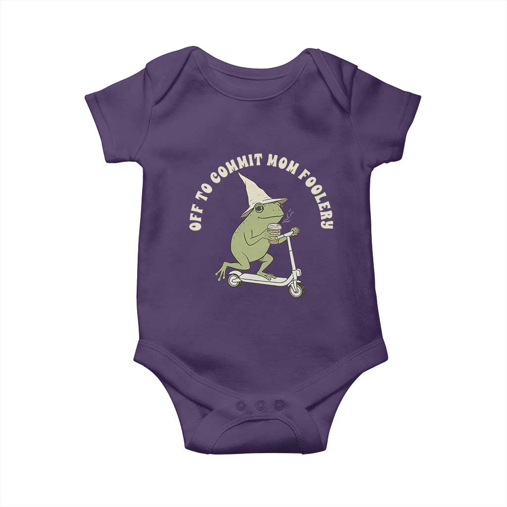 Off To Commit Mom Foolery Baby Onesie Funny Mama Frog Scooter Mother's Day TS11 Purple Print Your Wear