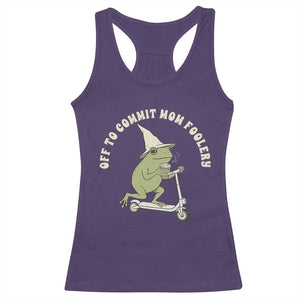 Off To Commit Mom Foolery Racerback Tank Top Funny Mama Frog Scooter Mother's Day TS11 Purple Print Your Wear