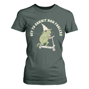 Off To Commit Mom Foolery T Shirt For Women Funny Mama Frog Scooter Mother's Day TS11 Dark Forest Green Print Your Wear